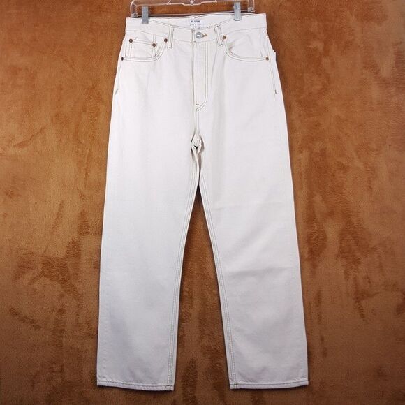 RE/DONE Jeans Womens Size 26 Cream 90s Straight Low Slung High Rise Rinsed Birch